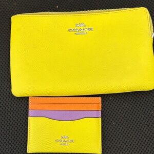 Coach Vibrant Yellow Pouch and Card Holder